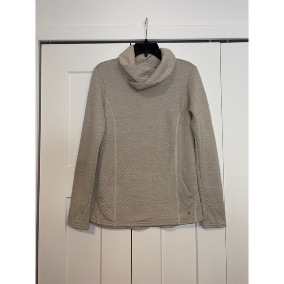 Kuhl Sweaters - KÜHL Alska Pullover Women's Cowl Neck Sweater Merino Blend Quilted Oatmeal